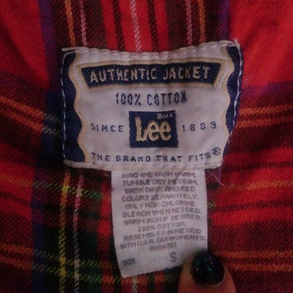 VTG Lee Flannel Lined Denim Jean Cropped Jacket Small - Picture 4 of 4
